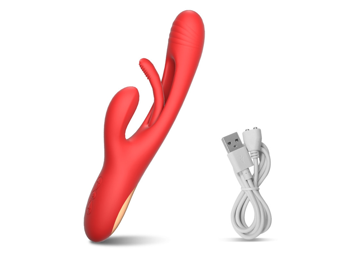 Vibrador de resonancia de tres puntos, masturbador femenino (rojo) YIZHOOD