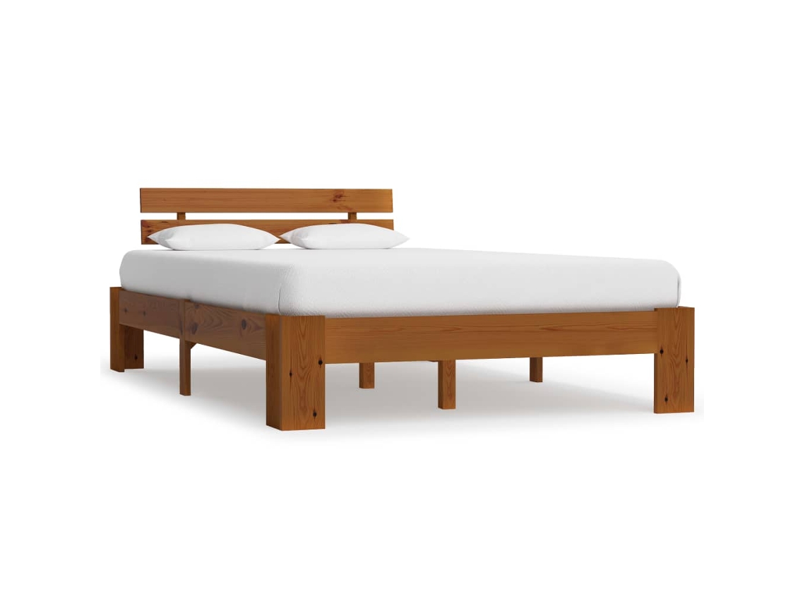 Estructura Cama Sin Colchón Madera Pino Marrón Miel 120x200 Cm