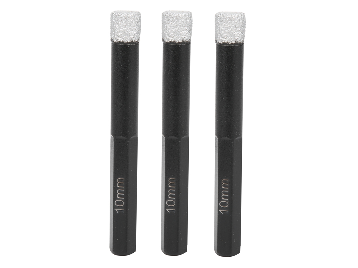 Broca De Diamante Soldada Con Vástago Hexagonal De 3 Piezas Para Granito Y Baldosas Cerámicas De 10 Mm