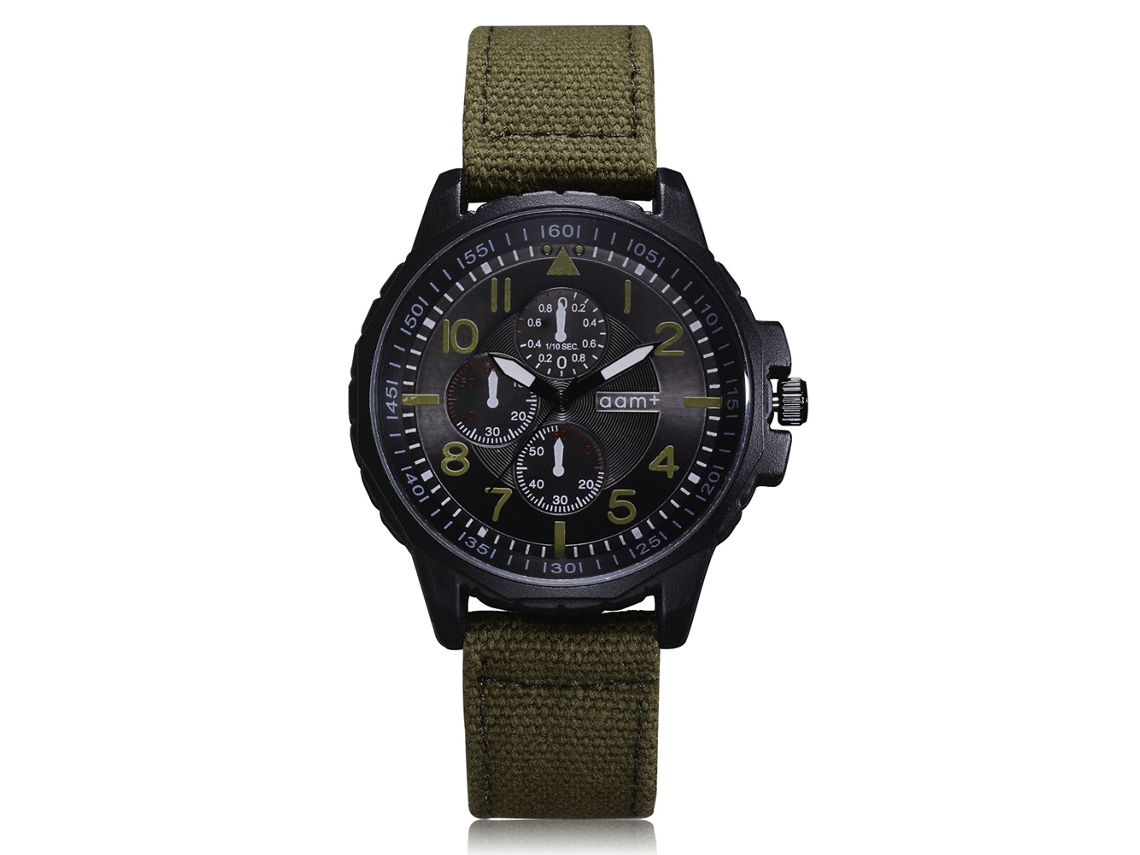 Reloj Deportivo Unisex Estudiante Ultra Delgado De Cuero Canvas Verde