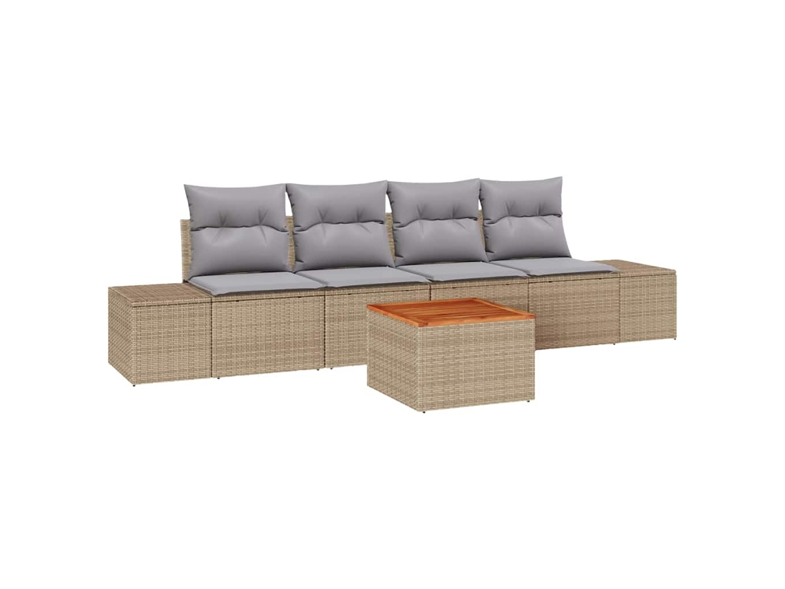 Maison Exclusive - Conjunto De Sofás De Jardín 5 Pcs Beige Ratán Sintético