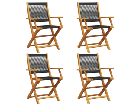 Conjunto 4 Silla De Jardín VIDAXL Negro Madera