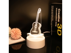 Lámpara de noche con ilusión 3D, 7 colores, interruptor táctil y alimentación USB, Siurn (guitarra)