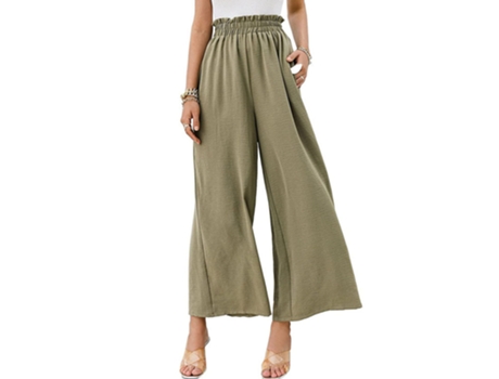 Pantalones de Mujer ZMDECQNA Palazzo Pierna Ancha Salón Fruncidos Talle Verde (3XL)
