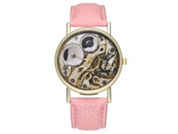 Reloj De Pareja Zhoulianfa T159-a De Cuero Rosa, Estilo Casual Y Moderno, Con Cuarzo, Ideal Para Negocios Y Uso Diario.