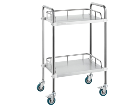 VEVOR Carro de laboratorio médico de acero inoxidable con 2 niveles