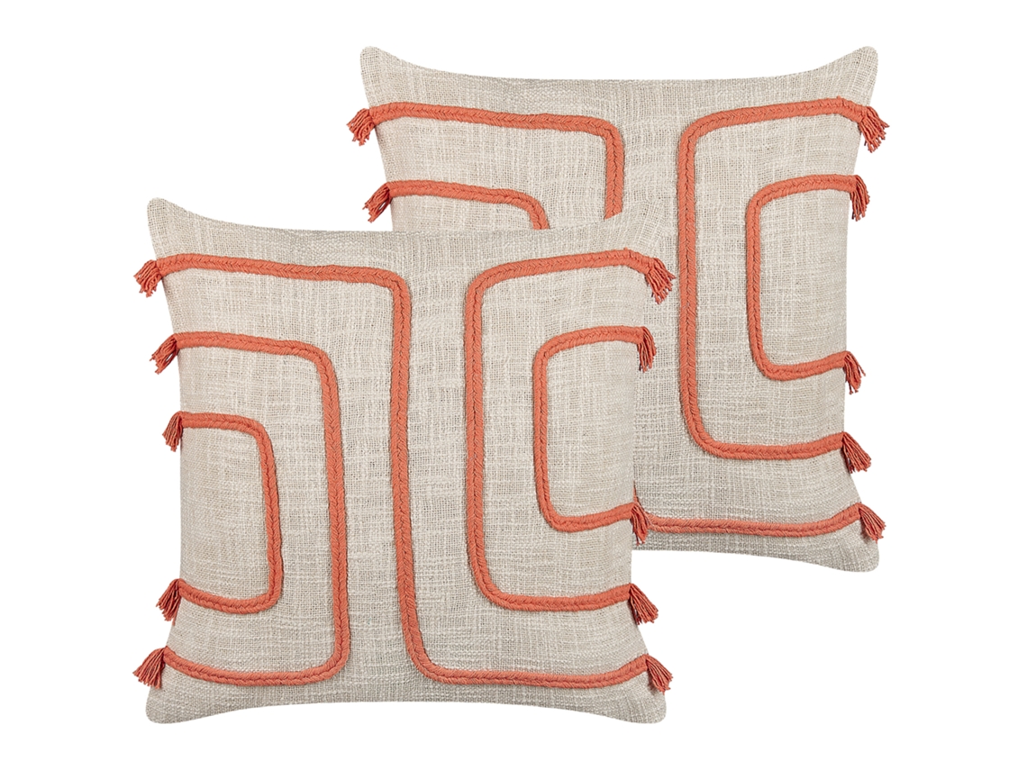 Juego de cojines decorativos BELIANI Pleione de Algodón Beige 45x45x14