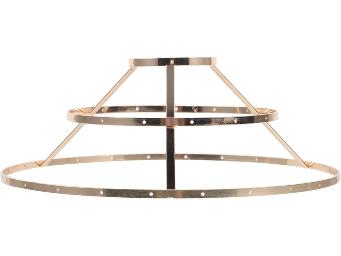 Estructura De Pantalla De Lámpara De Hierro Laminado Dorado Retro De 3 Anillos, Soporte De Metal