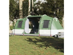 Tienda de campaña tipo túnel impermeable verde para 4 personas.
