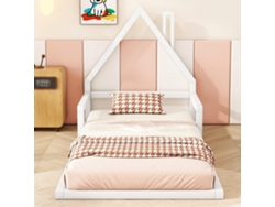 Cama Infantil 90x200 cm en Madera Maciza de Pino Estilo Blanco