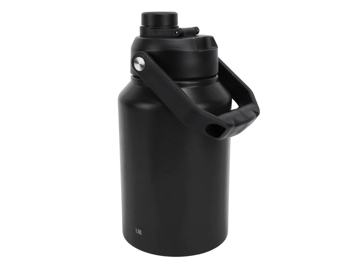 Botella térmica de 1,9 l de acero inoxidable 304 para camping, color negro