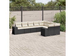 Conjunto de sofás de jardín de 9 piezas DKD Home Decor con cojines de mimbre negros