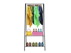Perchero Burro Metálico Premium Angle NYANA Home 151x60x34cm 1 balda para colgar, 1 balda inferior Negro.
