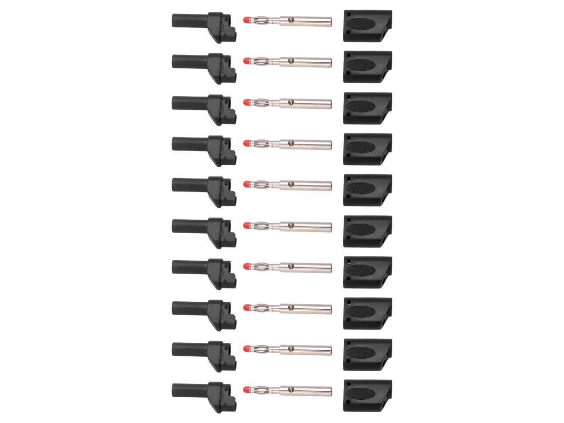 10 Unidades De Conectores Banana Aislados De 4 Mm Con Conexión Segura Y Cubierta Para Pruebas Electrónicas, Color Negro, 22.160