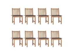 Sillas de jardín DKD Home Decor de 8 piezas con cojines, madera maciza de teca
