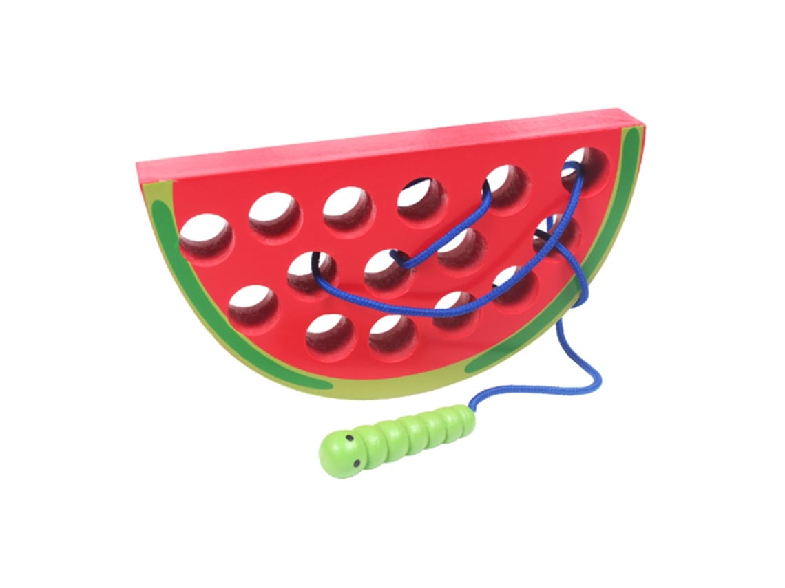 Brinquedo De Madeira Lagarta Comendo Fruta Montessori Jogo De Costura Viagem Educação Infantil