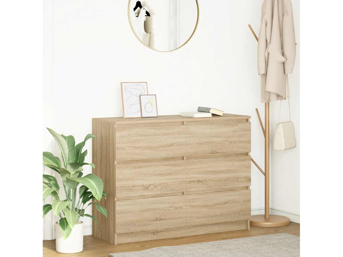 Aparador | Mueble De Comedor | Buffet De Madera Contrachapada Roble Sonoma 100x35x76 Cm Wsd66670
