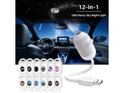 Luz Noturna de Projeção 2 em 1 com 12 Películas Deslizantes, Brilho Ajustável, Usb, para Carro Ou Casa CZHHMART