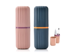 Paquete De 2 Estuches Portátiles De Plástico 3 En 1 Para Cepillos De Dientes, Ideales Para Viajes, Acampadas Y El Hogar.