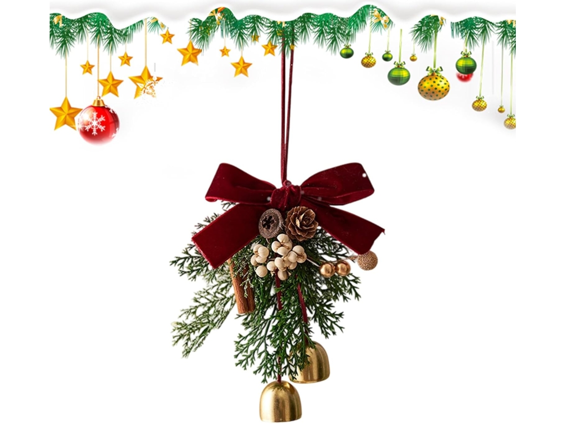 Adornos Navideños Puerta Cascabeles Decoraciones Navideñas Invierno Lazos Piñas Entrada Porche Pared Exterior