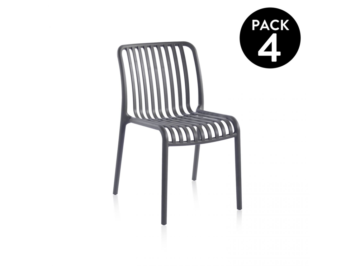 Pack 4 sillas de exterior Jamie Gris 58 x 80 x 46 cm