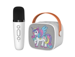 Mini máquina de karaoke para niños con altavoz portátil y micrófono inalámbrico (Modelo 1 Micrófono Blanco Simple) 