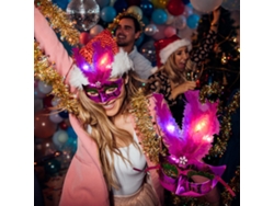 Máscara de plumas luminosa LED estilo veneciano rosa de Viewleaf para carnaval, Navidad y Halloween