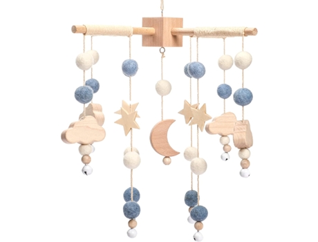 Móvil Bebé Campanas De Viento Bolas De Fieltro Luna Estrellas Móvil Globo De Aire Caliente Bebé Niños Niñas Cama Colgante Colgante Para Cuna Cama D...