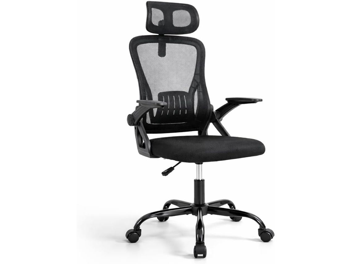 Silla De Oficina Ergonómica Con Reposacabezas Ajustable Y Soporte Lumbar