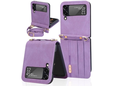 Funda Samsung Galaxy Z Flip 3 5G HFS-HOUSE Cartera Tarjeta Púrpura