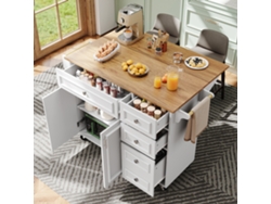Isla de cocina moderna, armarios, carrito de servicio extraíble, aparador (110 x 45 x 75 x 92 cm)