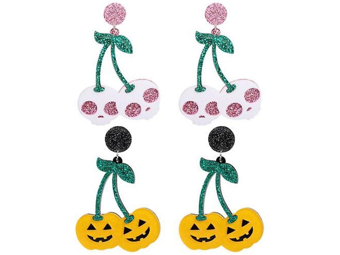 2026-pendientes De Clip De Aleación Con Diseño Creativo De Calabaza Y Esqueleto Para Niñas
