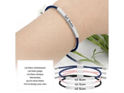 Pulsera Tubular Motivacional, Regalo Inspirador De Amistad, Ajustable, Acero Inoxidable Y Cordón Trenzado.