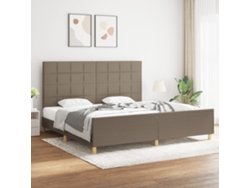 Cama De Matrimonio | Cama Para Adultos | Cama Sin Colchón Tela Gris Taupe 200x200 Cm