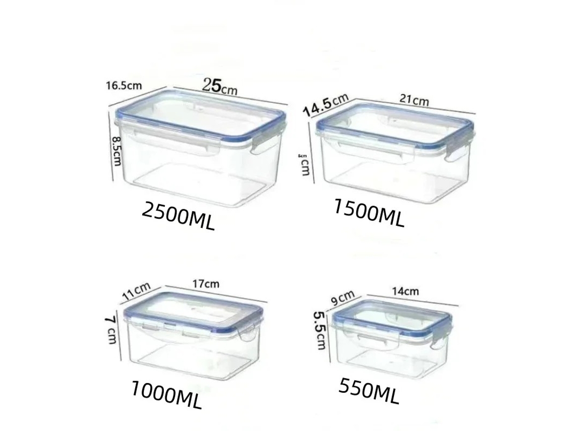 (blanco 550ml) Lonchera Rectangular Con Tapa, Refrigerada, Fabricada En Plástico, Apta Para Microondas.