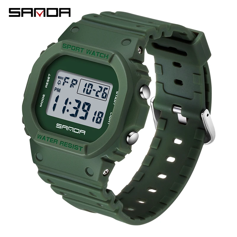 Relógio Digital Masculino , Relógio de Luxo À Prova D'água Estilo Militar Esportivo com Alarme e Cronômetro. MDUG (verde)