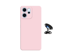 Kit Suporte Magnético Capa Silicone Líquido Phonecare Para Oppo Reno14 Fs 5g - Rosa
