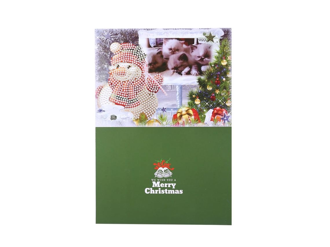 Tarjeta De Felicitación Navideña Diy Con Piedras Strass Pintura Muñeco De Nieve Arte Y Manualidad 06