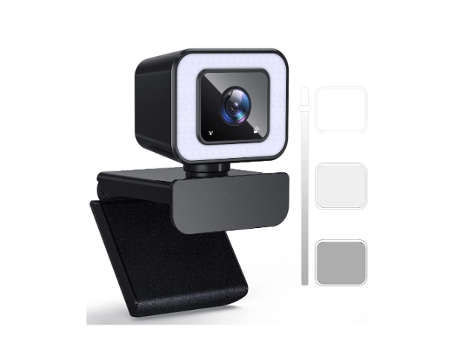 Cámara web HD de 1080P con anillo de luz. Cámara Web con Micrófono para Escritorio.Plug And Play Ajuste Giratorio de 360º para Video Chat/Portátil ...