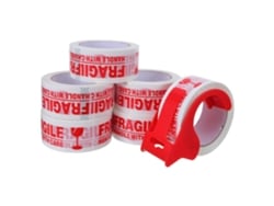 Paquete De 6 Rollos De Cinta Adhesiva Frágil Con Dispensador, Color Rojo.