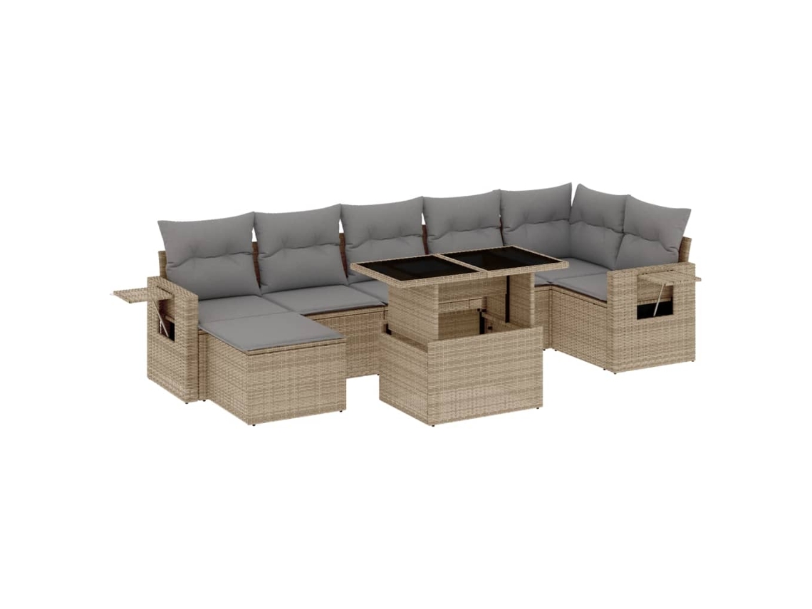 Maison Exclusive - Set De Sofás De Jardín Y Cojines 8 Piezas Ratán Sintético Beige