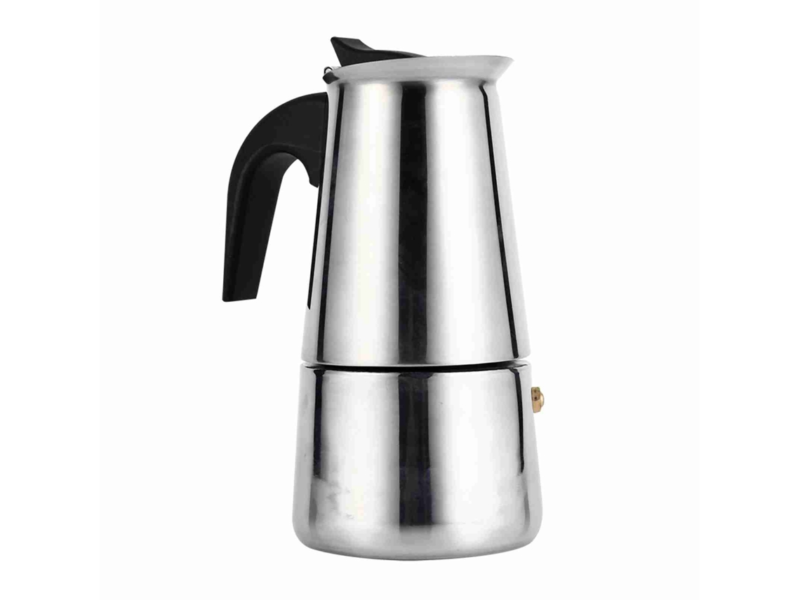 Cafetera de briquetas de acero inoxidable para cocina, hogar y oficina, color plateado (450 ml)