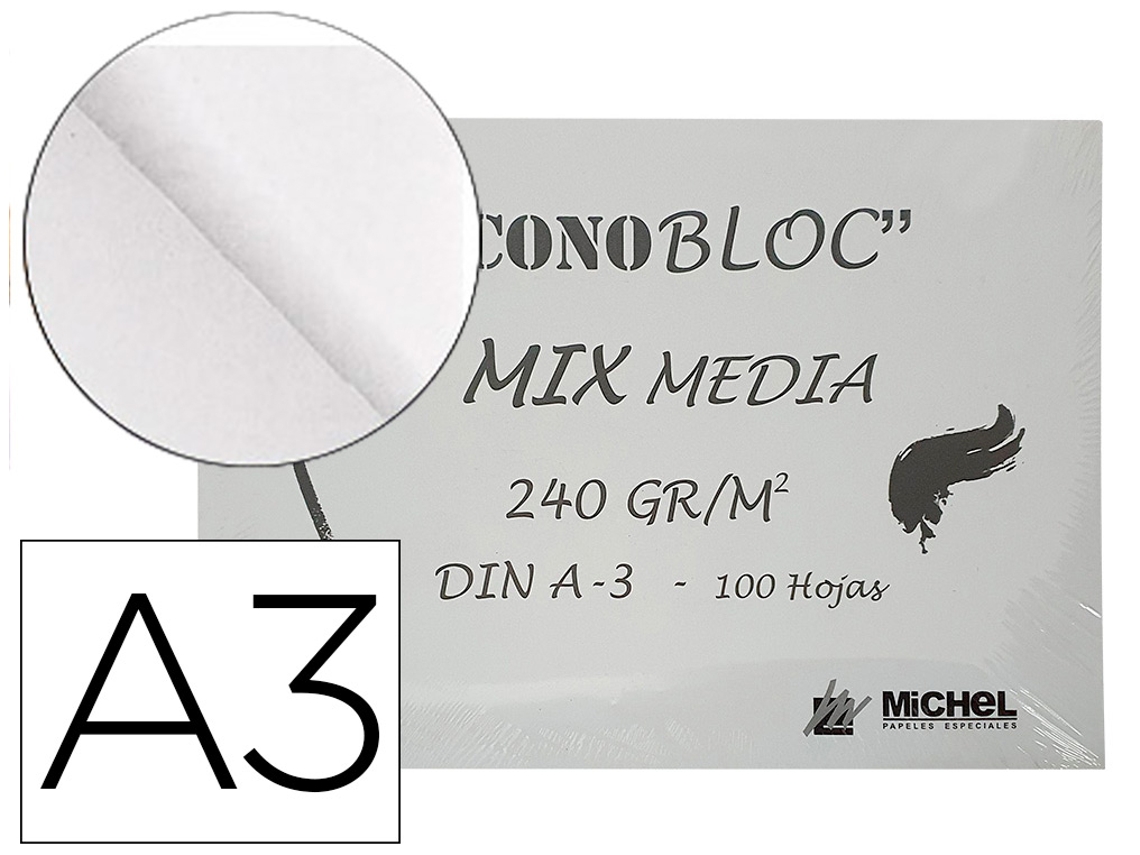 Bloc Dibujo Multitecnicas MICHEL Econobloc Mix Media Din A3 Encolado 100 Hojas 240 Gr 297X420 Mm