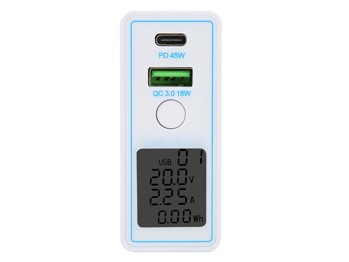 Cargador De Pared Usb C Pd Qc 3.0 2 Puertos Rápido Con Interruptor Y Display Eu Adaptador
