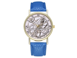 Reloj De Cuarzo Con Correa De Cuero Pu Dial Numeros Romanos Unisex Azul Real
