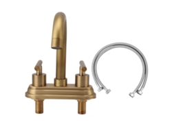 Grifo antiguo de fregadero de cocina de dos manijas para agua caliente y fría