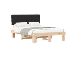 Maison Exclusive - Estructura De Cama Con Cabecera Tapizada Negro 120 X 190 Cm