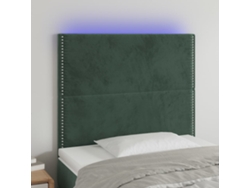 Cabecero Con Luces Led Terciopelo Verde Oscuro 100x5x118/128 Cm
