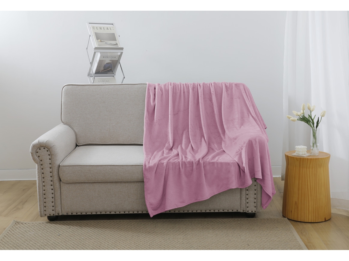 Manta Lisa de felpa larga y gruesa rosa 130*160cm-BOD HOME