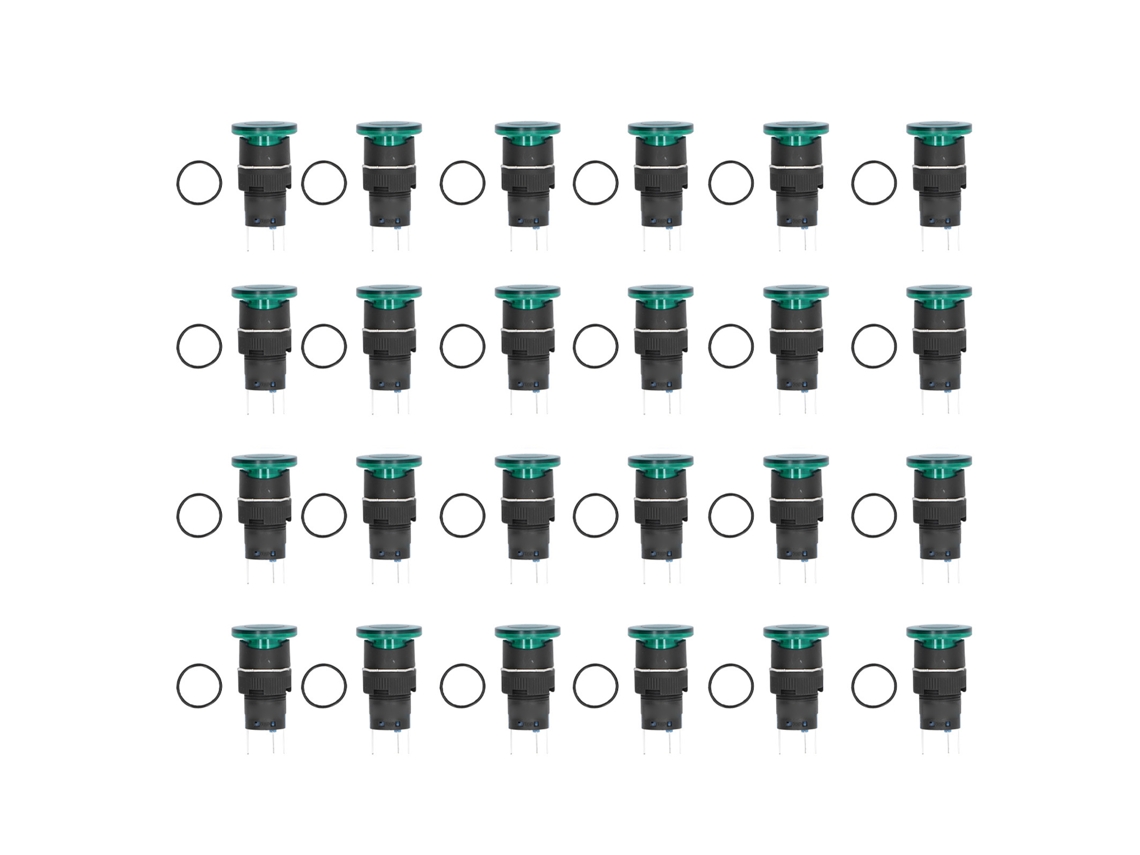 Botón De Presión De Cabeza De Hongo Auto-bloqueante Con Luz Verde 25 Piezas Bemla1611mdsg Ca Cc24v 16mm